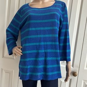 Jones New York Sport Womens L/XL Striped Shirt. Blue & Turquoise. So cute. Great